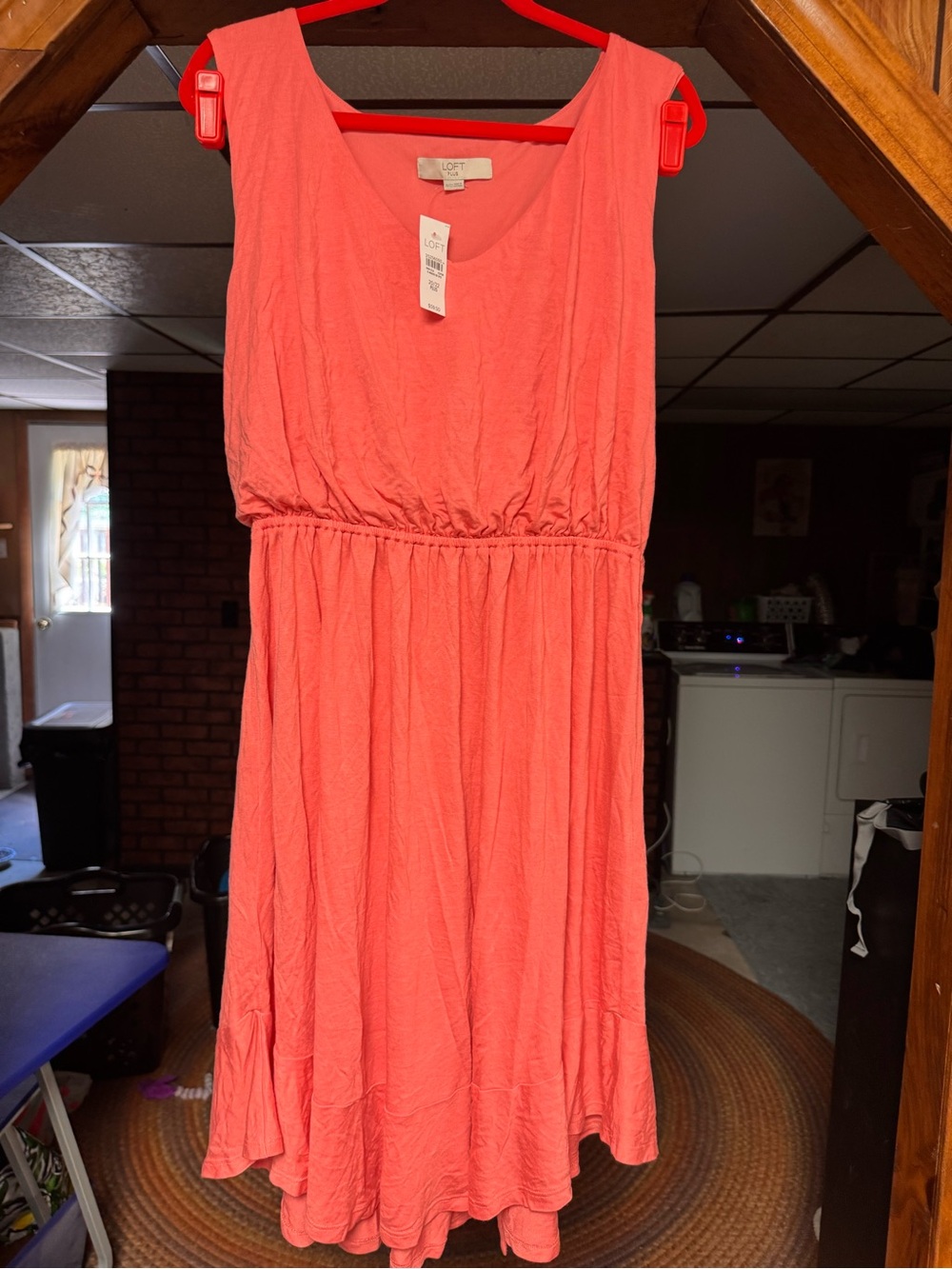 LOFT Coral Pink Sleeveless Midi Dress